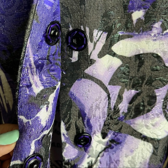 Basler Vintage Shimmer Abstract Design Blazer Purple Sz 8 - Picture 7 of 16